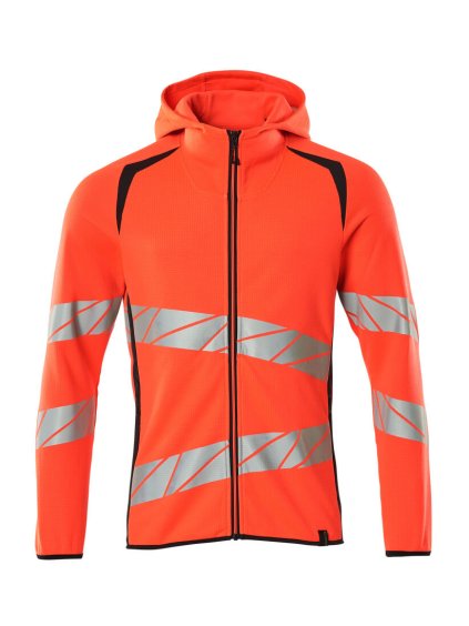Mikina s kapucí na zip Hi-vis červená/černá modrá (Velikost XS)