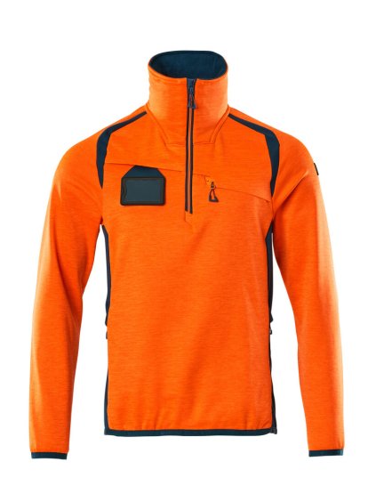 Fleecová mikina s krátkým zipem Hi-vis oranžová/tmavě petrolejová (Velikost XL)