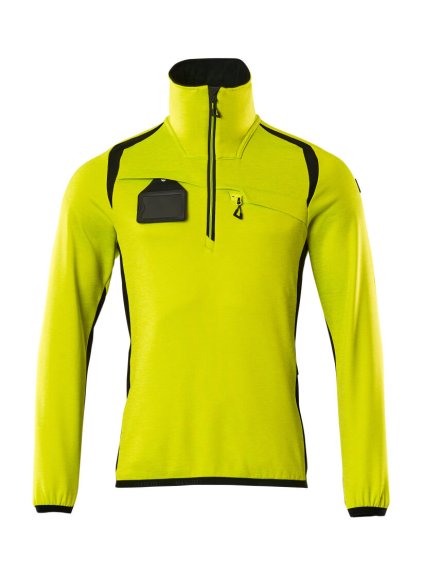 Fleecová mikina s krátkým zipem Hi-vis žlutá/černá (Velikost XL)
