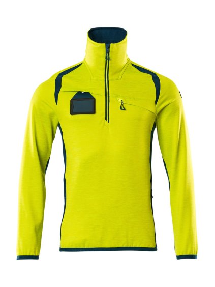 Fleecová mikina s krátkým zipem Hi-vis žlutá/tmavě petrolejová (Velikost XL)