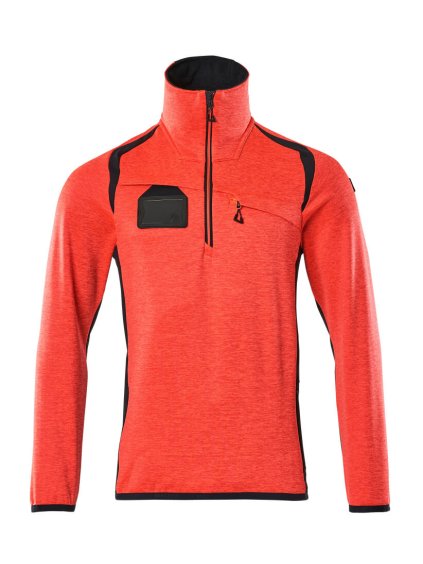 Fleecová mikina s krátkým zipem Hi-vis červená/černá modrá (Velikost XL)