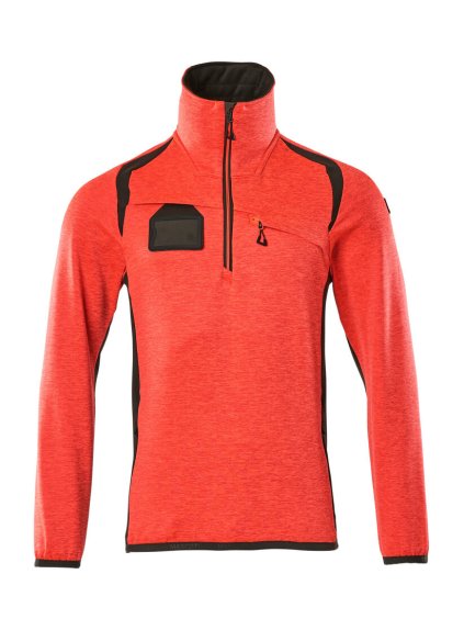 Fleecová mikina s krátkým zipem Hi-vis červená/tmavě antracitová (Velikost XL)