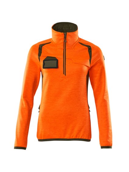 Fleecová mikina s krátkým zipem Hi-vis oranžová/mechově zelená (Velikost XS)