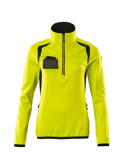 Fleecová mikina s krátkým zipem Hi-vis žlutá/černá (Velikost XS)