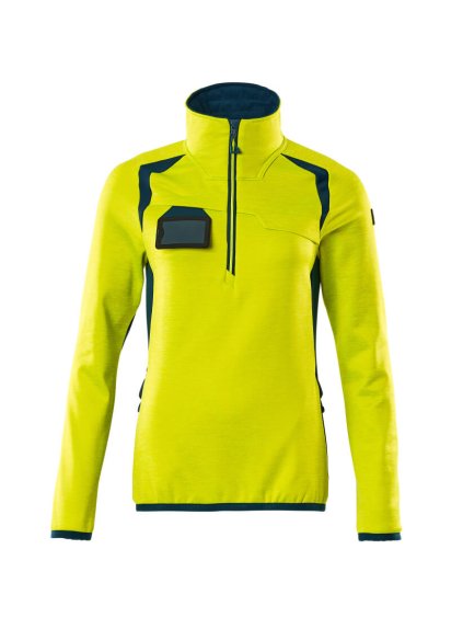 Fleecová mikina s krátkým zipem Hi-vis žlutá/tmavě petrolejová (Velikost XS)