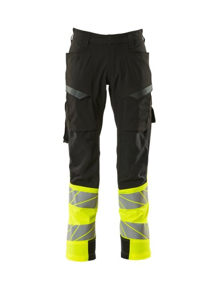 Kalhoty s kapsami na stehnech Černá/hi-vis žlutá (Velikost 68)