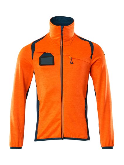 Fleecová mikina na zip Hi-vis oranžová/tmavě petrolejová (Velikost XL)