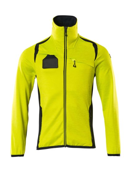 Fleecová mikina na zip Hi-vis žlutá/černo modrá (Velikost XL)