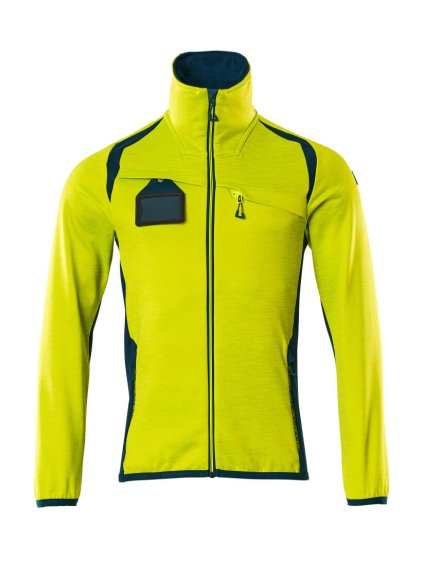 Fleecová mikina na zip Hi-vis žlutá/tmavě petrolejová (Velikost XL)