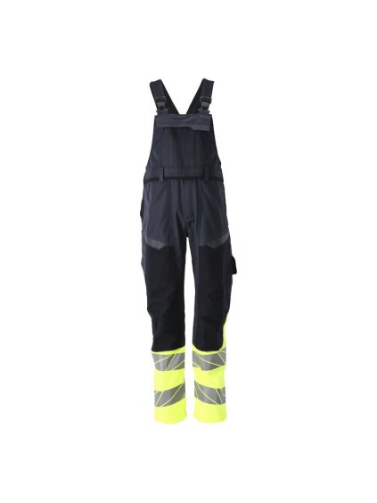Kalhoty s laclem a kolenními kapsami Černá modrá/hi-vis žlutá (Velikost 68)