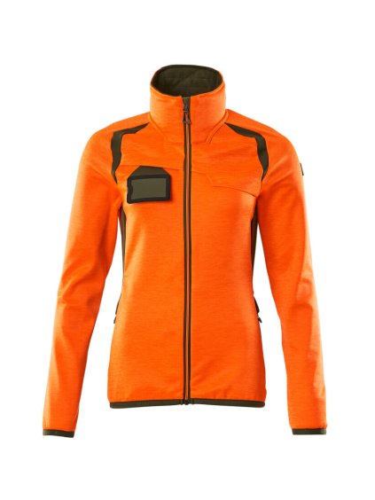Fleecová mikina na zip Hi-vis oranžová/mechově zelená (Velikost XS)