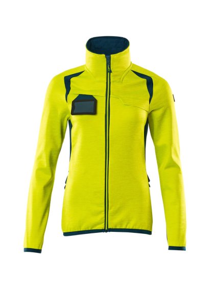 Fleecová mikina na zip Hi-vis žlutá/tmavě petrolejová (Velikost XS)