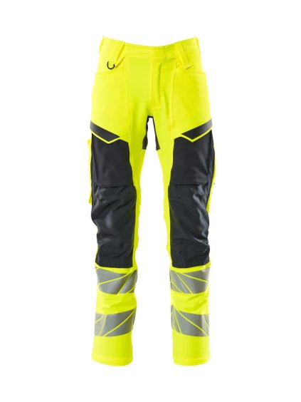 Kalhoty s kolenními kapsami Hi-vis žlutá/černo modrá (Velikost 68)