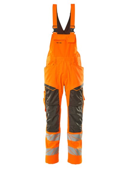 Kalhoty s laclem a kolenními kapsami Hi-vis oranžová/tmavě antracitová (Velikost 68)