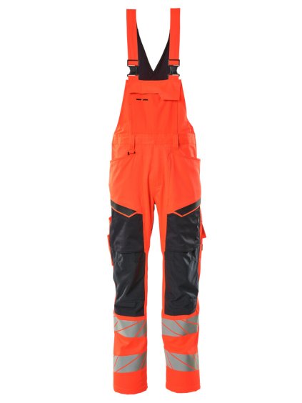 Kalhoty s laclem a kolenními kapsami Hi-vis červená/černá modrá (Velikost 68)