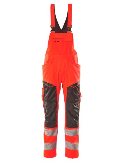 Kalhoty s laclem a kolenními kapsami Hi-vis červená/tmavě antracitová (Velikost 43)