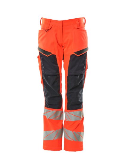 Kalhoty s kolenními kapsami Hi-vis červená/černá modrá (Velikost 45)