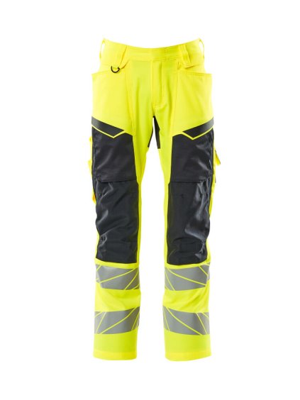 Kalhoty s kolenními kapsami Hi-vis žlutá/černo modrá (Velikost 43)