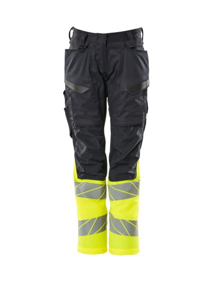 Kalhoty s kolenními kapsami Černá modrá/hi-vis žlutá (Velikost 43)
