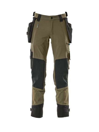 Kalhoty se závěsnými kapsami Mechově zelená (Velikost 68)