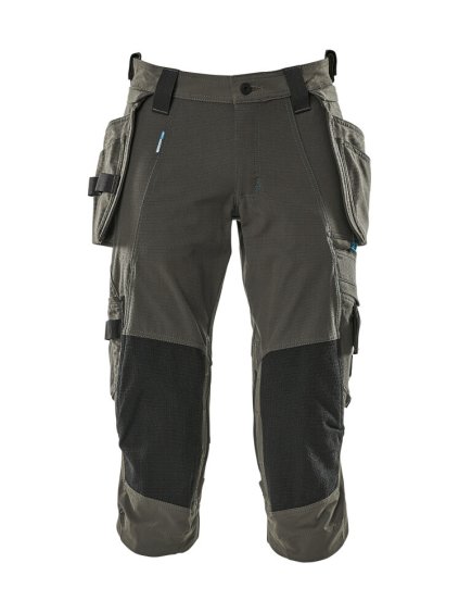 Tříčtvrteční kalhoty se závěsnými kapsami Tmavě antracitová (Velikost 68)