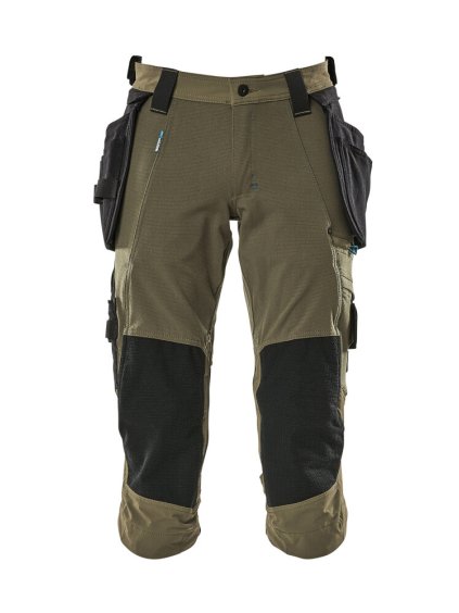 Tříčtvrteční kalhoty se závěsnými kapsami Mechově zelená (Velikost 68)