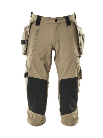 Tříčtvrteční kalhoty se závěsnými kapsami Světlá khaki (Velikost 68)