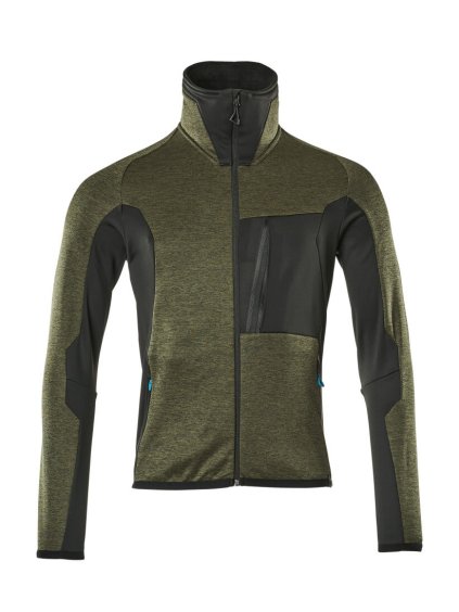 Fleecová mikina na zip Mechově zelená/černá (Velikost XS)