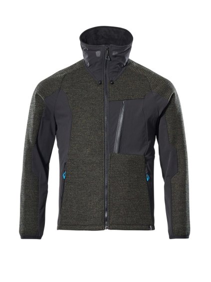 Mikina se zipem Mechově zelená/černá (Velikost XS)