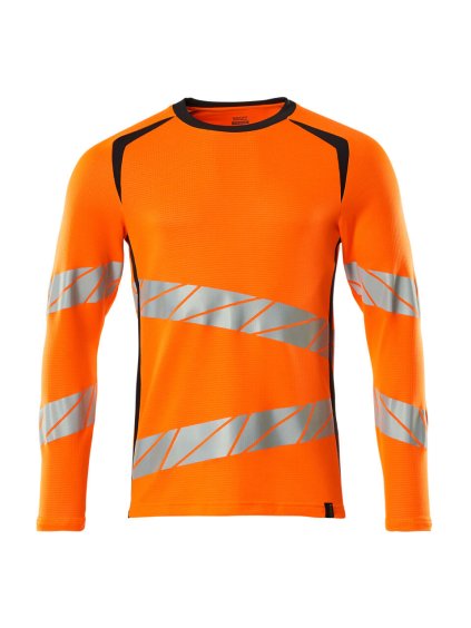 Triko s dlouhým rukávem Hi-vis oranžová/černo modrá (Velikost XL)