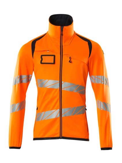 Fleecová mikina na zip Hi-vis oranžová/černo modrá (Velikost XL)