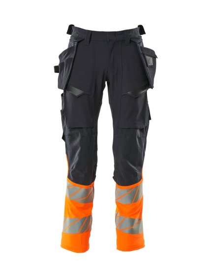 Kalhoty se závěsnými kapsami Černá modrá/hi-vis oranžová (Velikost 68)
