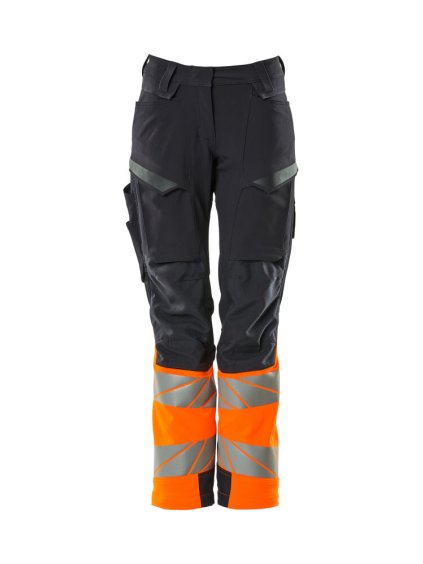 Kalhoty s kolenními kapsami Černá modrá/hi-vis oranžová (Velikost 66)