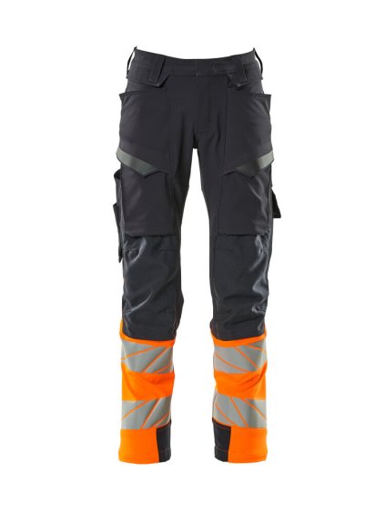 Kalhoty s kolenními kapsami Černá modrá/hi-vis oranžová (Velikost 68)