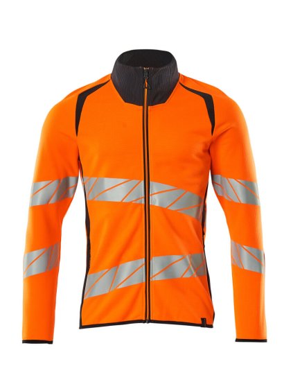 Mikina se zipem Hi-vis oranžová/černo modrá (Velikost XS)
