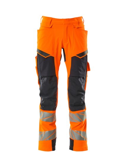Kalhoty s kolenními kapsami Hi-vis oranžová/černo modrá (Velikost 43)