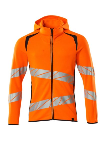 Mikina s kapucí na zip Hi-vis oranžová/černo modrá (Velikost XS)