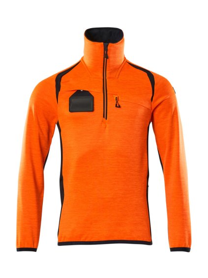 Fleecová mikina s krátkým zipem Hi-vis oranžová/černo modrá (Velikost XL)