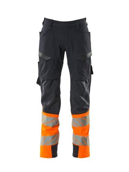Kalhoty s kapsami na stehnech Černá modrá/hi-vis oranžová (Velikost 68)