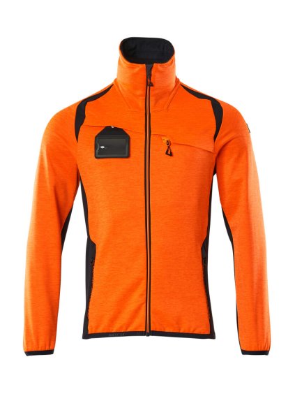 Fleecová mikina na zip Hi-vis oranžová/černo modrá (Velikost XL)