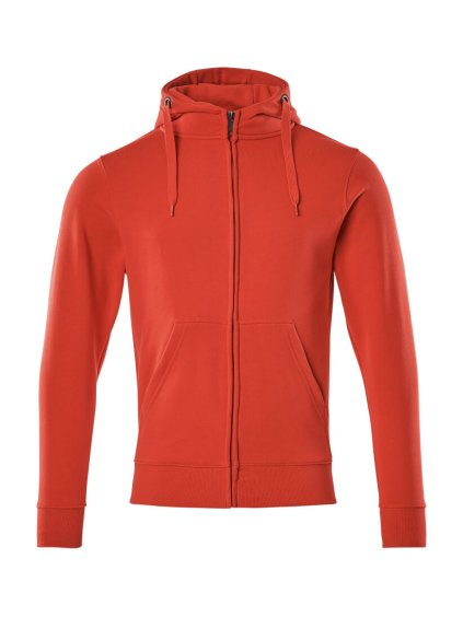 Mikina s kapucí na zip Dopravní červená (Velikost XS)