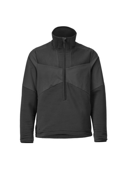 Fleecová mikina s krátkým zipem a podšívkou Černá (Velikost XS)