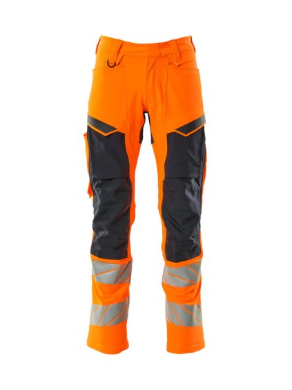 Kalhoty s kolenními kapsami Hi-vis oranžová/černo modrá (Velikost 68)