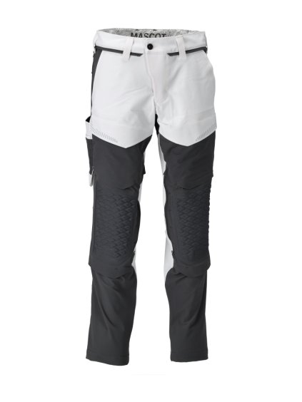 Kalhoty s kolenními kapsami, malířské Bílá/antracitově šedá (Velikost 68)