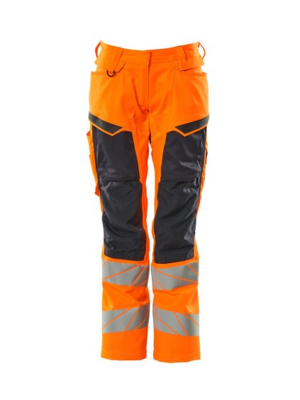 Kalhoty s kolenními kapsami Hi-vis oranžová/černo modrá (Velikost 68)