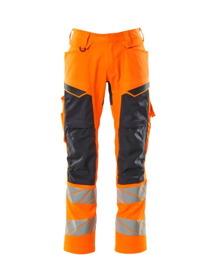 Kalhoty s kolenními kapsami Hi-vis oranžová/černo modrá (Velikost 43)
