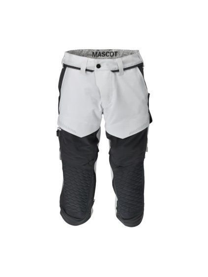 Tříčtvrteční kalhoty s kapsami na kolenou Bílá/antracitově šedá (Velikost 64)