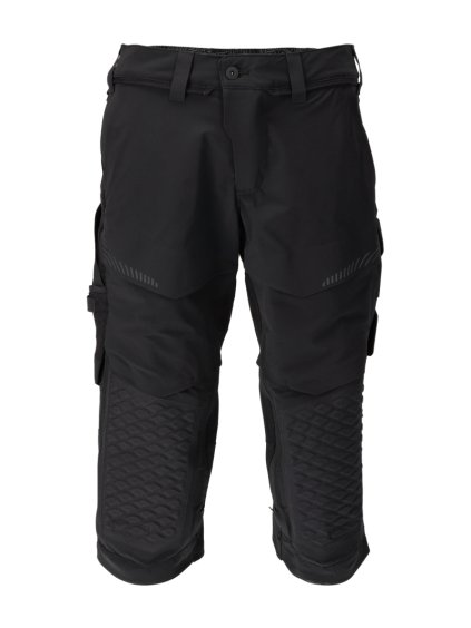 Tříčtvrteční kalhoty s kapsami na kolenou Černá (Velikost 64)