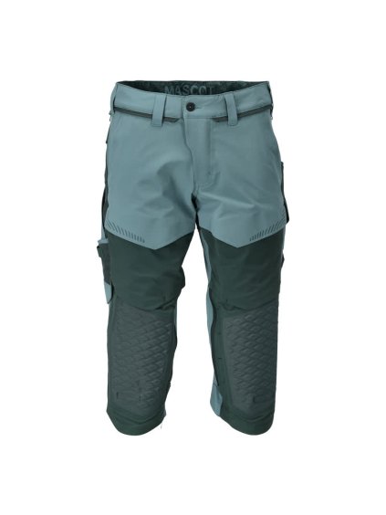 Tříčtvrteční kalhoty s kapsami na kolenou Světlá lesní zelená/lesní zelená (Velikost 64)