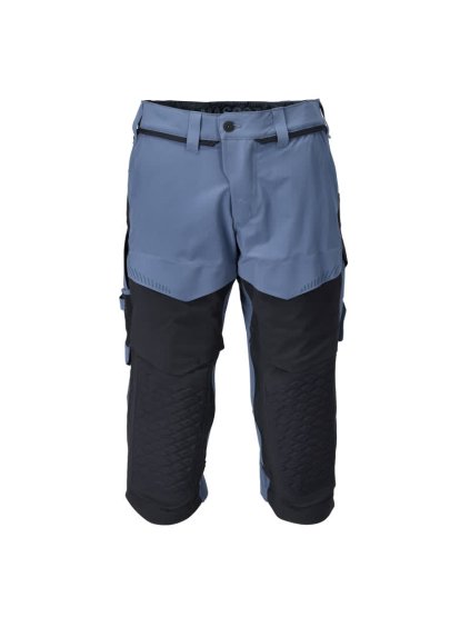 Tříčtvrteční kalhoty s kapsami na kolenou Kamenná modř/černá modř (Velikost 64)